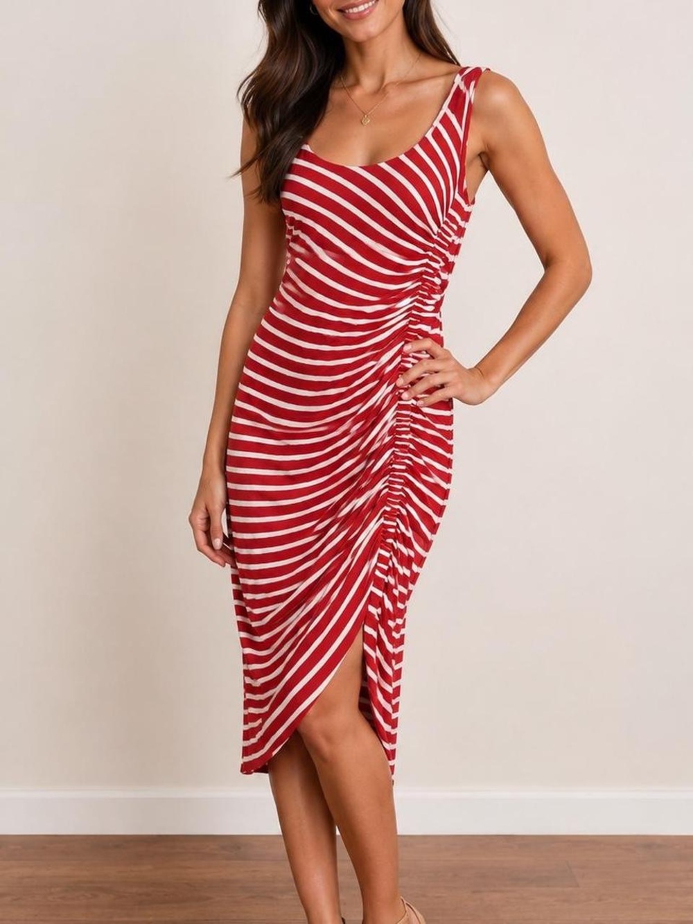 Bailey 44 Objet d’Art Ruched Stripes Dress, S